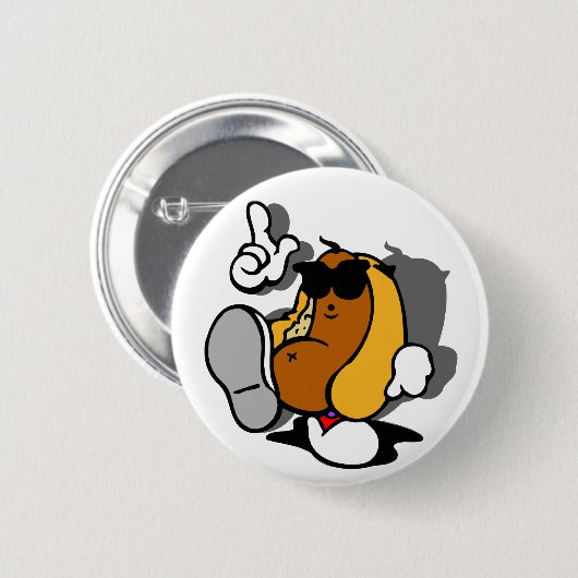 Cooler Hotdog-Tänzer Button (Vorne & Hinten)