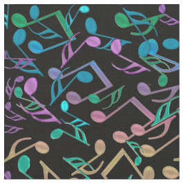Cooler Hued Musiknoten-buntes schwarzes Gewebe Stoff
