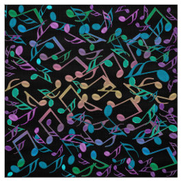 Cooler Hued Musiknoten-buntes schwarzes Gewebe Stoff