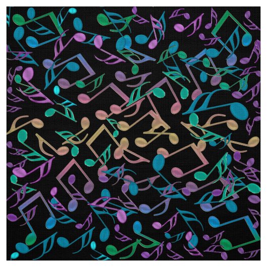 Cooler Hued Musiknoten-buntes schwarzes Gewebe Stoff (Muster)