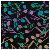 Cooler Hued Musiknoten-buntes schwarzes Gewebe Stoff (Nahaufnahme)