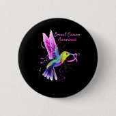 Cooler Hummingvogel mit rosa Ribbon Brustkrebs Button (Vorderseite)