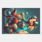 Cooler Hund, der eine Motorradgeschenktasche fährt Geschenkpapier Set (Vorderseite 2)