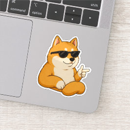Cooler Hund Finger Guns Meme Aufkleber