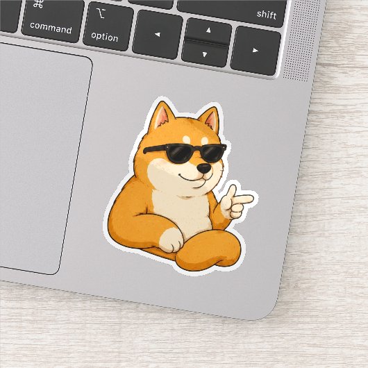 Cooler Hund Finger Guns Meme Aufkleber (Detail)