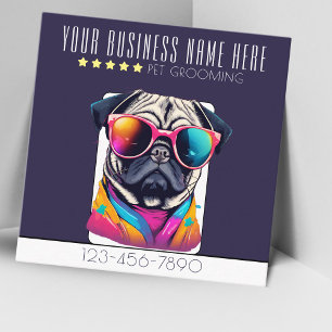 Cooler Hund Grooming stylische Mops Hund Loyalität Quadratische Visitenkarte