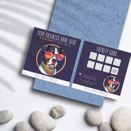 Cooler Hund Grooming Trend und stilvolle Loyalität Quadratische Visitenkarte