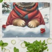 Cooler Hund in Preppy Winter Attraktion und Hat Wi Geschirrtuch (Gefaltet)