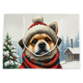 Cooler Hund in Preppy Winter Attraktion und Hat Wi Große Geschenktüte (Vorderseite)