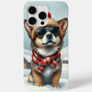 Cooler Hund in Preppy Winterkleid und Hut Case-Mate iPhone Hülle
