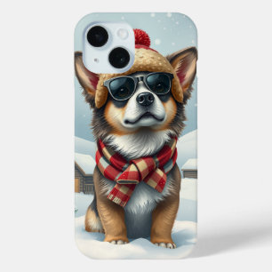 Cooler Hund in Preppy Winterkleid und Hut Case-Mate iPhone Hülle