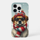 Cooler Hund in Preppy Winterkleid und Hut iPhone Hülle (Rückseite)