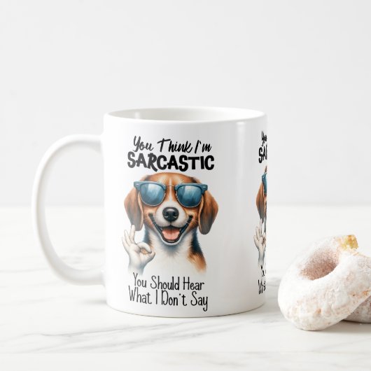 Cooler Hund in Sonnenbrille - Funny OK Gesture Art Kaffeetasse (Mit Donut)