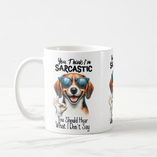 Cooler Hund in Sonnenbrille - Funny OK Gesture Art Kaffeetasse (Links)