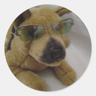 Cooler Hund in Sonnenbrille Runder Aufkleber