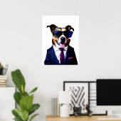 Cooler Hund in Sonnenbrille und Anzug, Hund Busine Poster (Heimbüro)