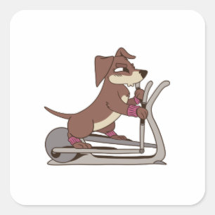 Cooler Hund liebt Workout Quadratischer Aufkleber