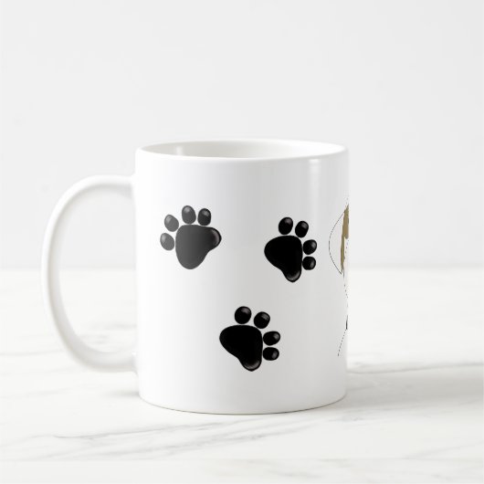 Cooler Hund mit Paw Prints Kaffeetasse (Links)