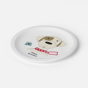 Cooler Hund mit rotem Halsband Pappteller