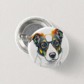 Cooler Hund mit Sonnenbrille Button (Vorne & Hinten)