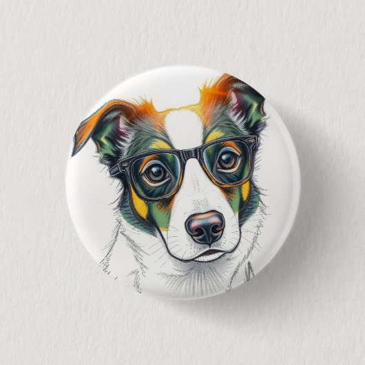 Cooler Hund mit Sonnenbrille Button (Vorderseite)