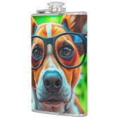 Cooler Hund mit Sonnenbrille Flachmann (Links)