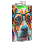 Cooler Hund mit Sonnenbrille Flachmann (Rechts)