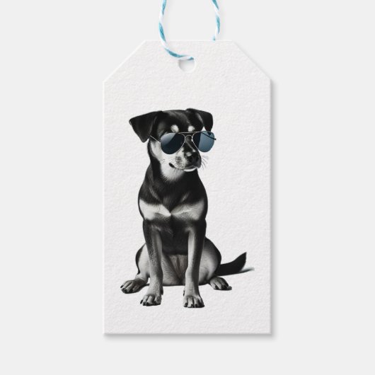 Cooler Hund mit Sonnenbrille Geschenkanhänger (Vorderseite)