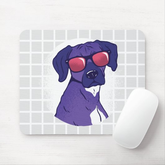 Cooler Hund mit Sonnenbrille Gitter-Mauspad Mousepad (Mit Mouse)