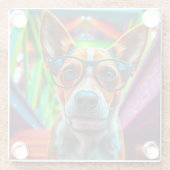 Cooler Hund mit Sonnenbrille Glasuntersetzer (Rückseite)