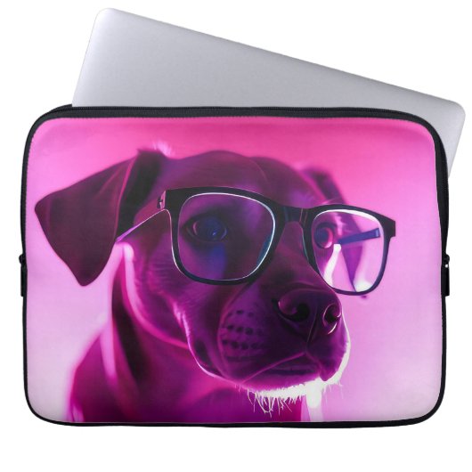 Cooler Hund mit Sonnenbrille Laptopschutzhülle (Vorderseite)