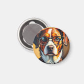 Cooler Hund mit Sonnenbrille Magnet (Vorderseite/Rückseite)