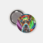 Cooler Hund mit Sonnenbrille Magnet (Vorderseite/Rückseite)