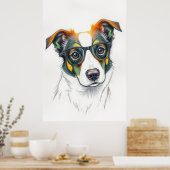 Cooler Hund mit Sonnenbrille Poster (Küche)