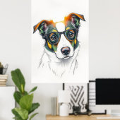 Cooler Hund mit Sonnenbrille Poster (Heimbüro)