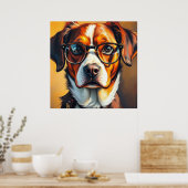 Cooler Hund mit Sonnenbrille Poster (Küche)