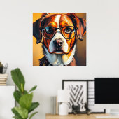 Cooler Hund mit Sonnenbrille Poster (Heimbüro)