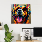 Cooler Hund mit Sonnenbrille Poster (Heimbüro)