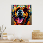 Cooler Hund mit Sonnenbrille Poster (Küche)