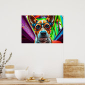 Cooler Hund mit Sonnenbrille Poster (Küche)