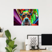 Cooler Hund mit Sonnenbrille Poster (Heimbüro)