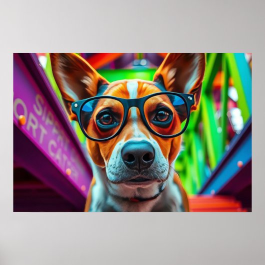 Cooler Hund mit Sonnenbrille Poster (Vorne)