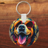 Cooler Hund mit Sonnenbrille Schlüsselanhänger (Vorderseite)