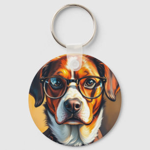 Cooler Hund mit Sonnenbrille Schlüsselanhänger