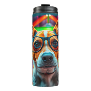 Cooler Hund mit Sonnenbrille Thermosbecher