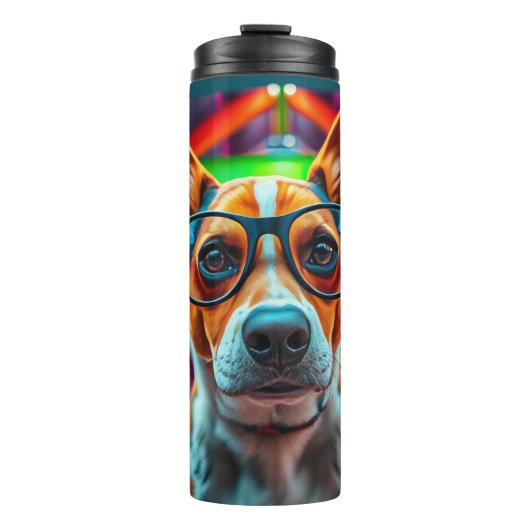 Cooler Hund mit Sonnenbrille Thermosbecher (Vorderseite)