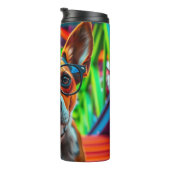 Cooler Hund mit Sonnenbrille Thermosbecher (Nach rechts gedreht)