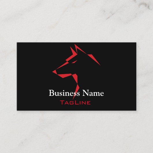 cooler Hund Red auf Black Business Card Visitenkarte (Vorderseite)
