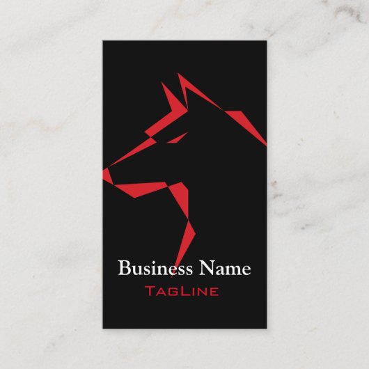 cooler Hund Red auf Black Business Card Visitenkarte (Vorderseite)