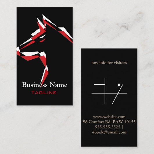 cooler Hund Red+White Visitenkarte (Vorne/Hinten)